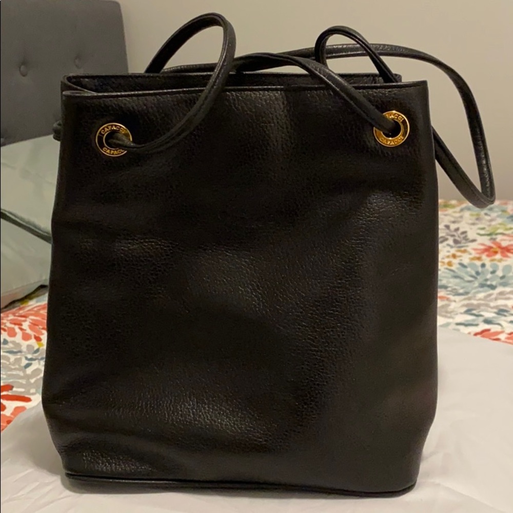 CARPACCI Black Leather Bucket Purse